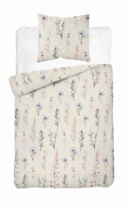 Pościel satynowa 140x200 Home Satin 11 kremowa różowa zielona kwiaty-2