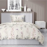 Pościel satynowa 140x200 Home Satin 11 kremowa różowa zielona kwiaty