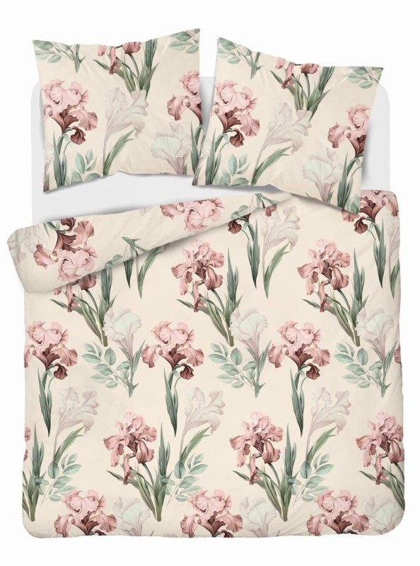 Pościel satynowa 160x200 Home Satin 11 kremowa różowa zielona kwiatki-2