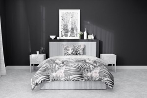 Pościel satynowa 140x200 Home Satin 122 szara liście-3