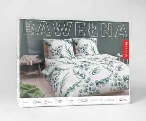 Pościel bawełniana 140x200 Bawełna 32 biała miętowa liście-3