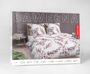 Pościel bawełniana 220x200 Bawełna 32 biała pudrowa liście-4