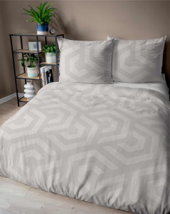 Pościel bawełniana 220x200 Bawełna 32 beżowa geometryczna-3