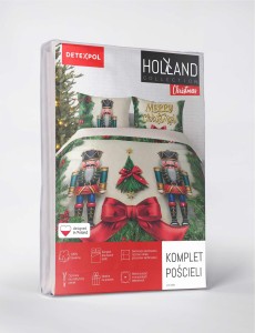 Pościel świąteczna 220x200 Merry Christmas kremowa zielona dziadek do orzechów choinka Święta 24 Holland-4