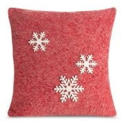 Poszewka świąteczna 40x40 czerwona biała śnieżynki z filcu-1