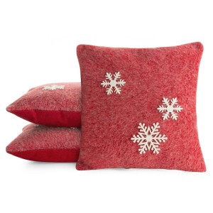 Poszewka świąteczna 40x40 czerwona biała śnieżynki z filcu-3