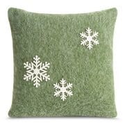 Poszewka świąteczna 40x40 zielona biała śnieżynki z filcu-1