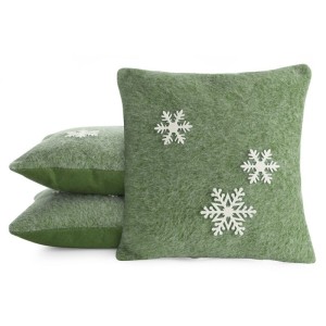 Poszewka świąteczna 40x40 zielona biała śnieżynki z filcu-3