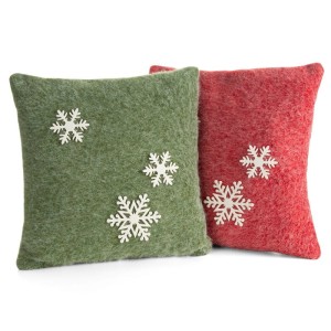 Poszewka świąteczna 40x40 zielona biała śnieżynki z filcu-4
