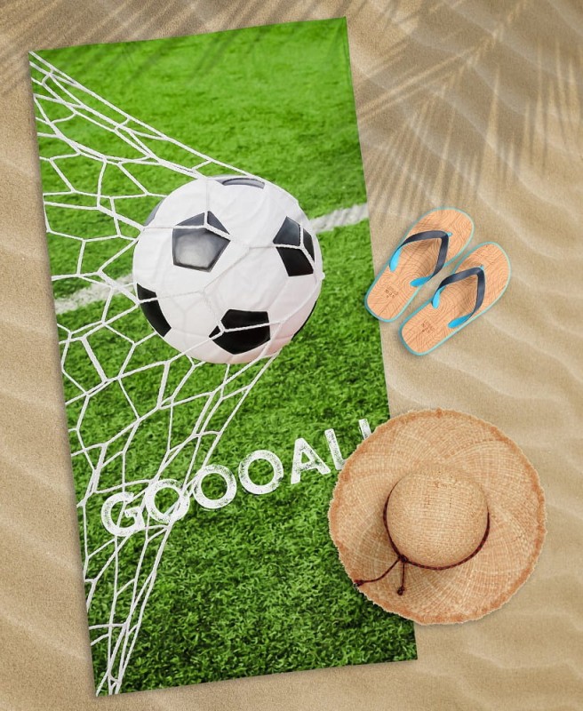 36533Ręcznik plażowy 70x140 Piłka 80 zielony dziecięcy bawełniany-2