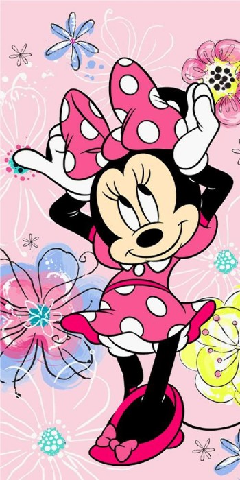 36537Ręcznik plażowy 70x140 Myszka Mini 0776 Minnie Mouse bawełniany-1