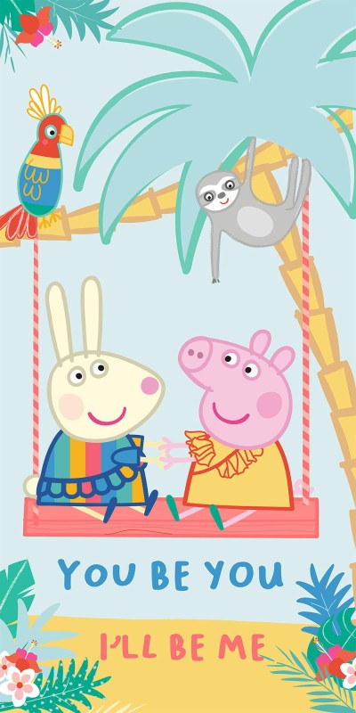 36542Ręcznik plażowy 70x140 Świna Peppa na huśtawce Halantex-1