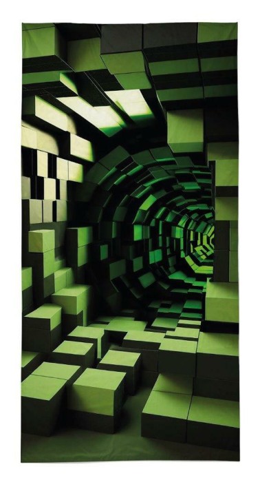 36550Ręcznik plażowy 70x140 Zielony tunel z efektem 3D 81 dziecięcy bawełniany młodzieżowy-1