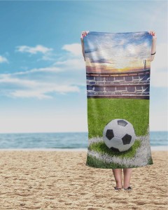 36553Ręcznik plażowy 70x140 Piłka 86 zielony niebieski dziecięcy bawełniany-2