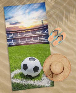 36553Ręcznik plażowy 70x140 Piłka 86 zielony niebieski dziecięcy bawełniany-3