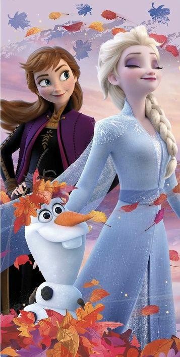 Ręcznik dziecięcy 70x140 Frozen Kraina Lodu Anna i Elsa fioletowy plażowy-1