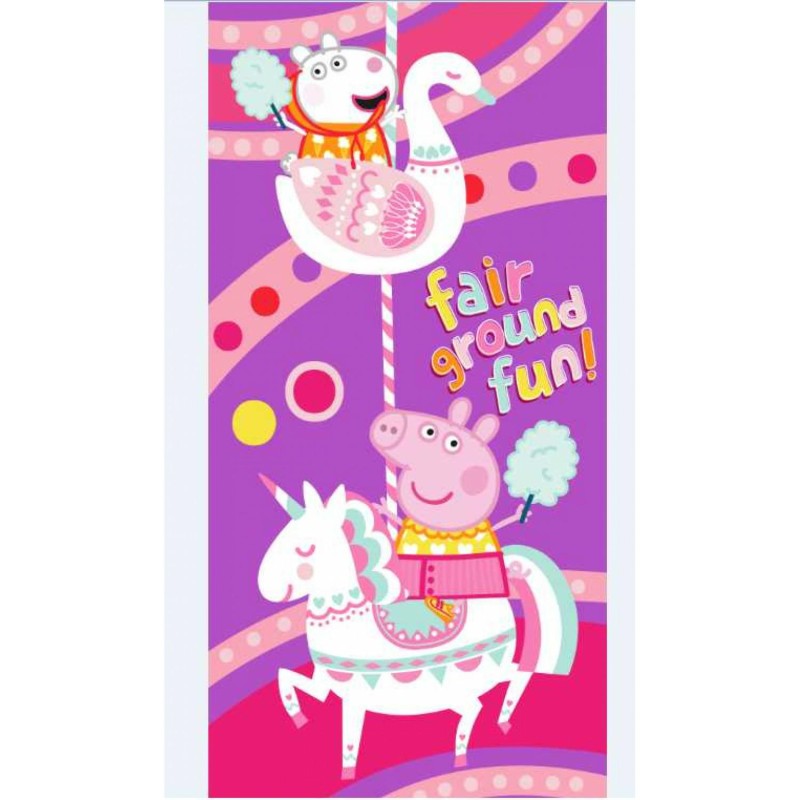 36574Ręcznik plażowy 70x140 Peppa jednorożec fioletowy bawełniany 320g/m2 S24-1