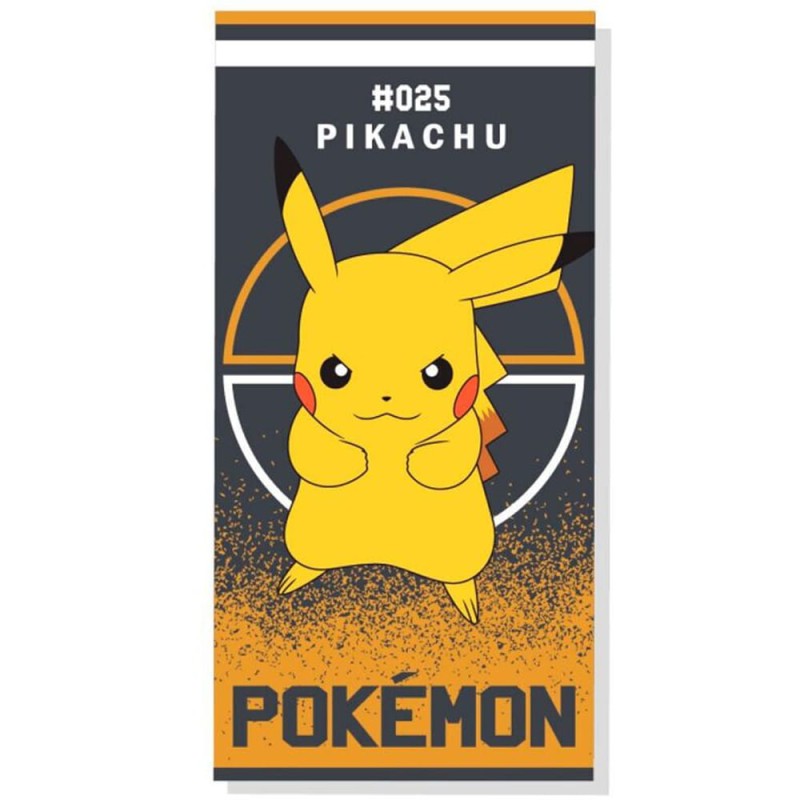 36579Ręcznik plażowy 70x140 Pokemon żółty szary bawełniany 320g/m2 S24-1