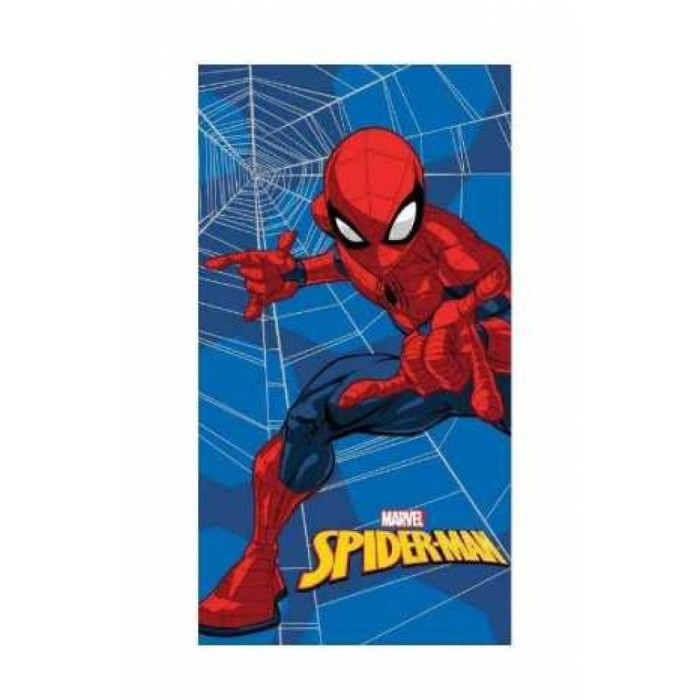 36581Ręcznik plażowy 70x140 Spiderman niebieski bawełniany 320g/m2 S24-1