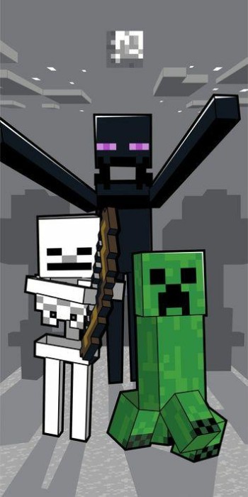 36621Ręcznik plażowy 70x140 Minecraft Atak tłumu bawełniany frotte dziecięcy-1