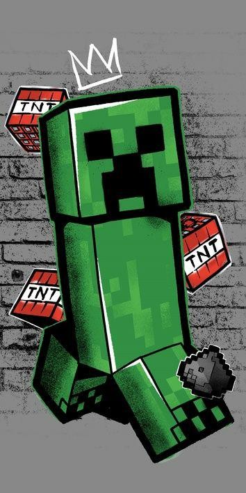36623Ręcznik plażowy 70x140 Minecraft Metro Art Creeper szary bawełniany frotte dziecięcy-1
