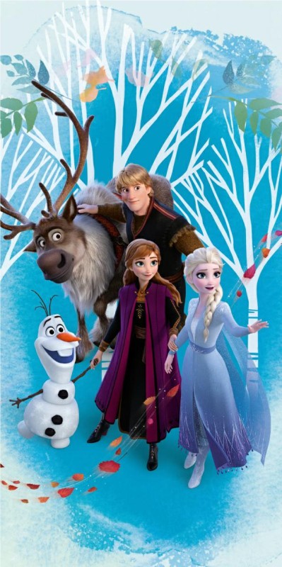 Ręcznik dziecięcy 70x140 Frozen Kraina Lodu Anna Elsa Kristoff Sven i Olaf plażowy-1