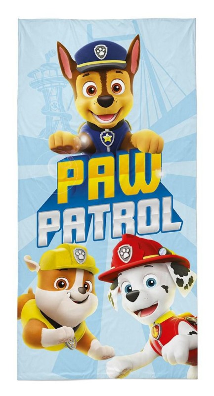 36638Ręcznik dziecięcy 70x140 Psi Patrol niebieski kolorowy bawełniany PP 06 BT-1