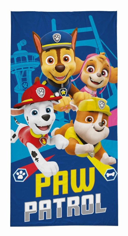 36644Ręcznik dziecięcy 70x140 Psi Patrol granatowy brązowy wielokolorowy bawełniany PP 26 BT-1