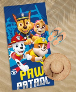 36644Ręcznik dziecięcy 70x140 Psi Patrol granatowy brązowy wielokolorowy bawełniany PP 26 BT-2