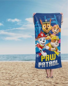 36644Ręcznik dziecięcy 70x140 Psi Patrol granatowy brązowy wielokolorowy bawełniany PP 26 BT-3