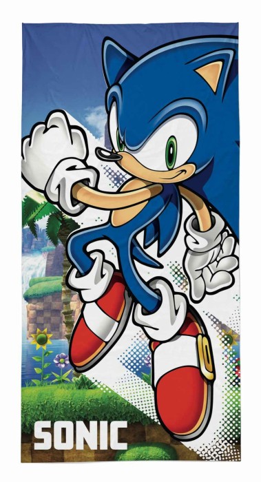 36647Ręcznik dziecięcy 70x140 Sonic niebieski biały zielony bawełniany SON 01 T-1