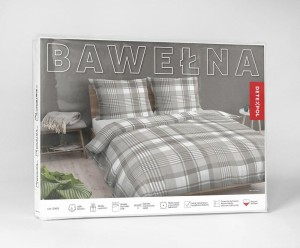 Pościel bawełniana 220x200 Bawełna 48 beżowa biała kratka-5