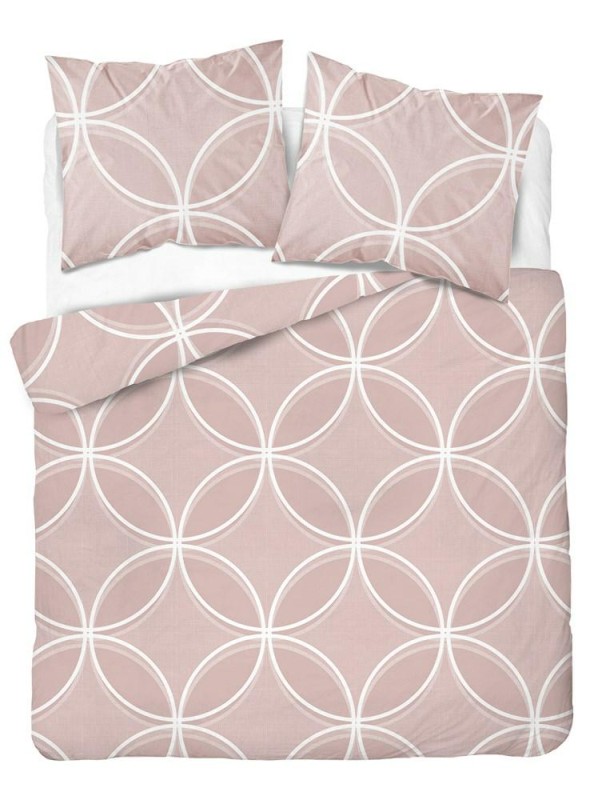 Pościel bawełniana 220x200 Bawełna 48 różowa biała geometryczna-2