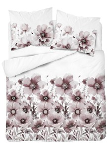 Pościel bawełniana 220x200 Bawełna 48 biała różowa kwiaty-2