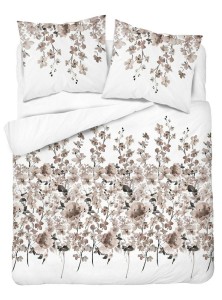 Pościel bawełniana 220x200 Bawełna 48 biała beżowa ciemna kwiatki-2
