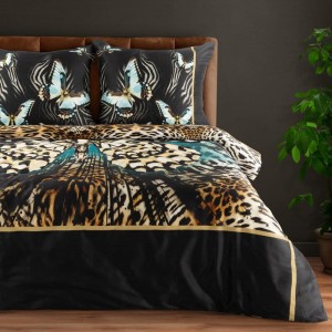 36759Pościel satynowa 160x200 Eva 15 beżowa  czarna pantera Eva Minge Eurofirany-2