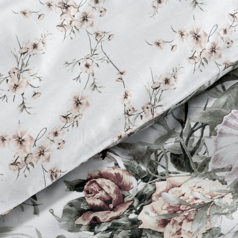 36770Pościel satynowa 220x200 Nika 53 biała  zielona kwiaty Eurofirany-7