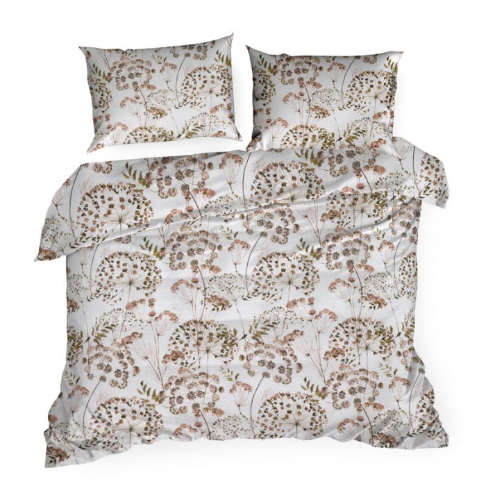 Pościel bawełniana 220x200 Julita biała w kwiaty-2