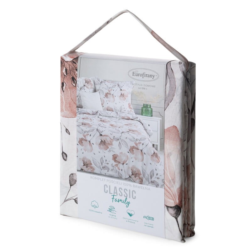 Pościel bawełniana 160x200 Nicky biała w kwiaty-6