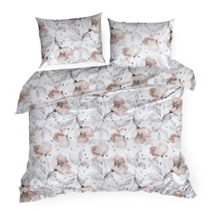 Pościel bawełniana 160x200 Nicky biała w kwiaty-2