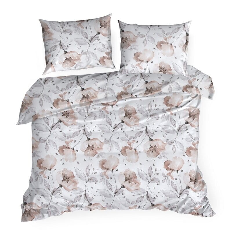 Pościel bawełniana 160x200 Nicky biała w kwiaty-2