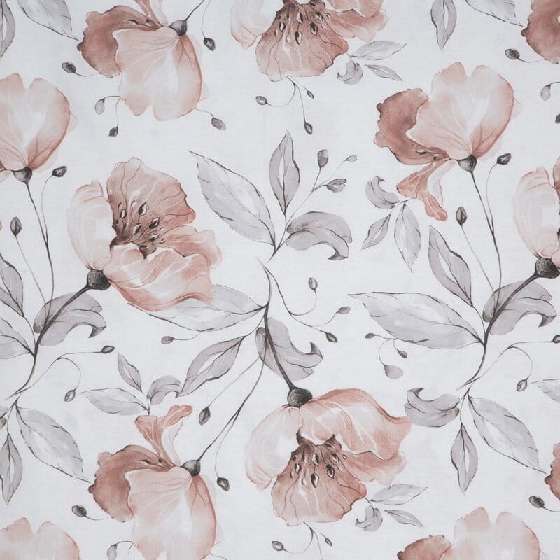 Pościel bawełniana 160x200 Nicky biała w kwiaty-3