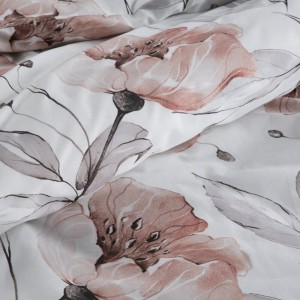 Pościel bawełniana 160x200 Nicky biała w kwiaty-4