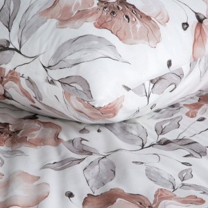 Pościel bawełniana 160x200 Nicky biała w kwiaty-5