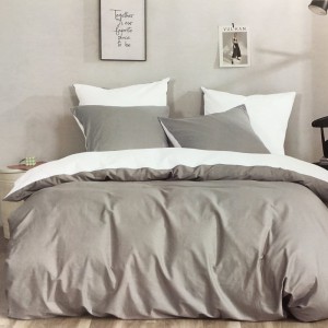 Pościel bawełniana 140x200 Mono CW-1378 szara biała