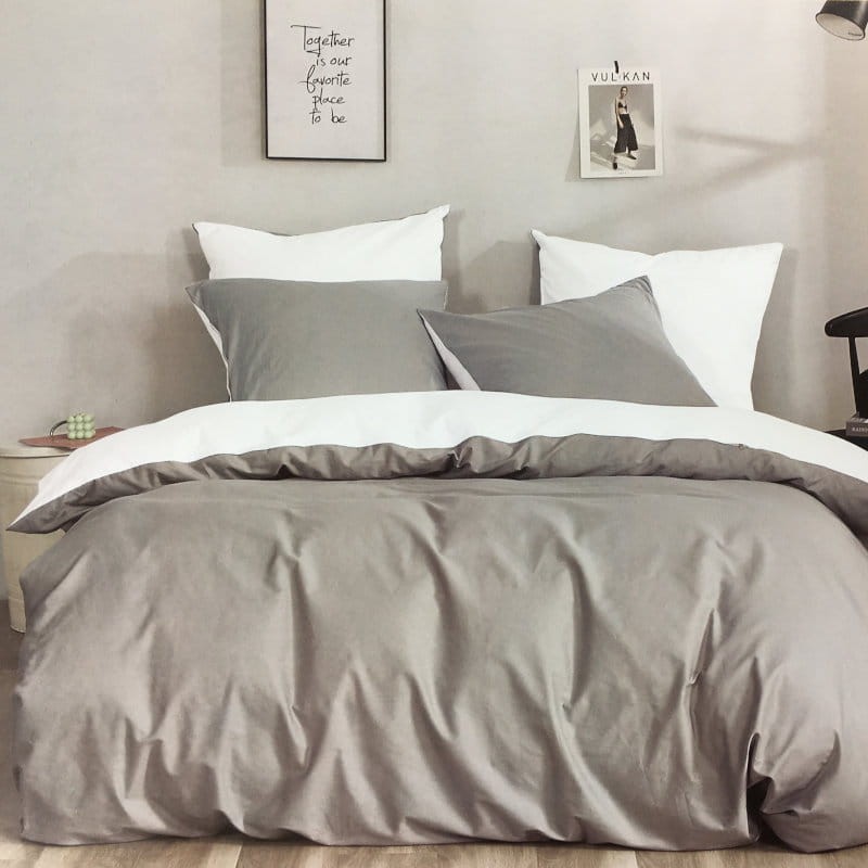 Pościel bawełniana 140x200 Mono CW-1378 szara biała