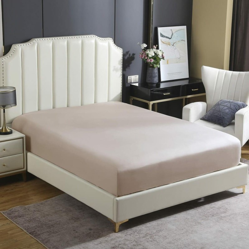 Luksusowe prześcieradło satynowe 90x200 - beżowe