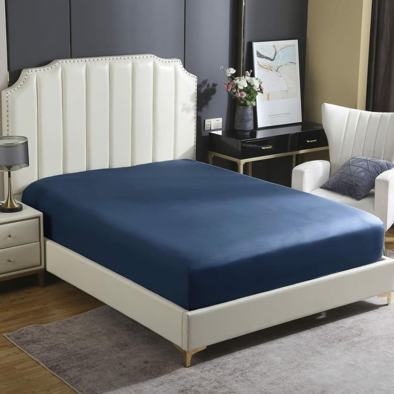 Luksusowe prześcieradło satynowe 90x200 - granatowe