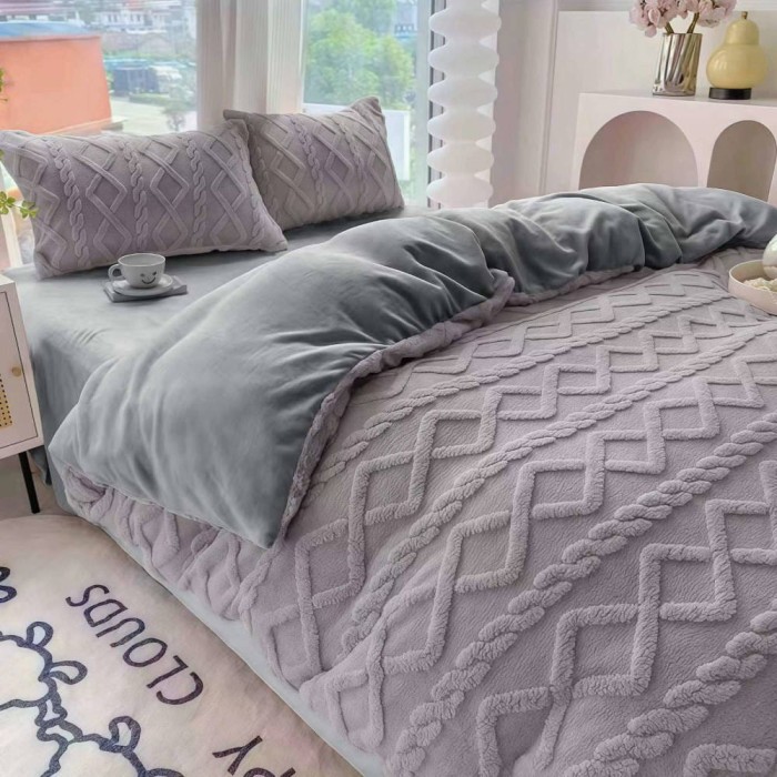 Pluszowa pościel 200x220 Inez Miś - szara