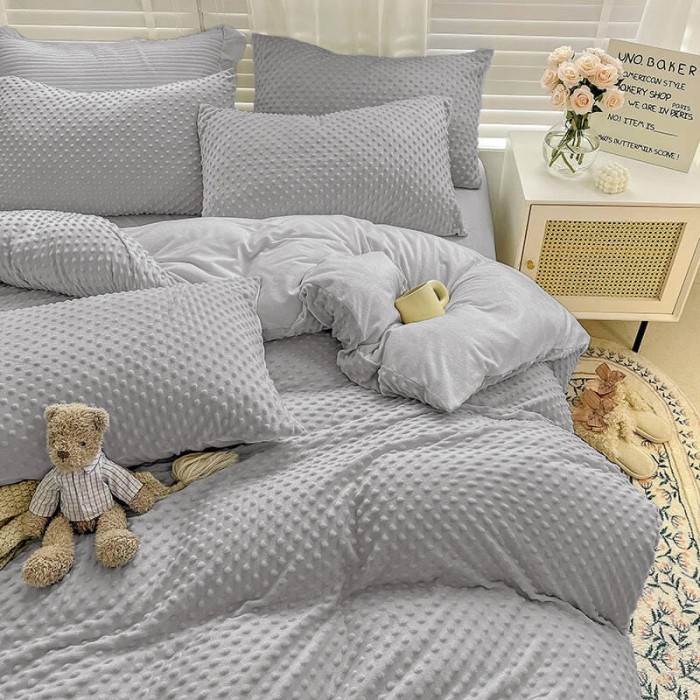 Pluszowa pościel 200x220 Minky Miś - szara